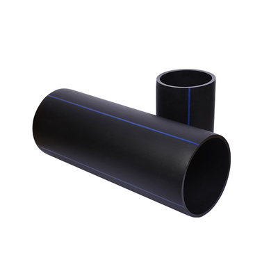 Синяя или черная водопроводная труба из HDPE с голубыми полосками для коррозионностойкого водоснабжения и водоотведения